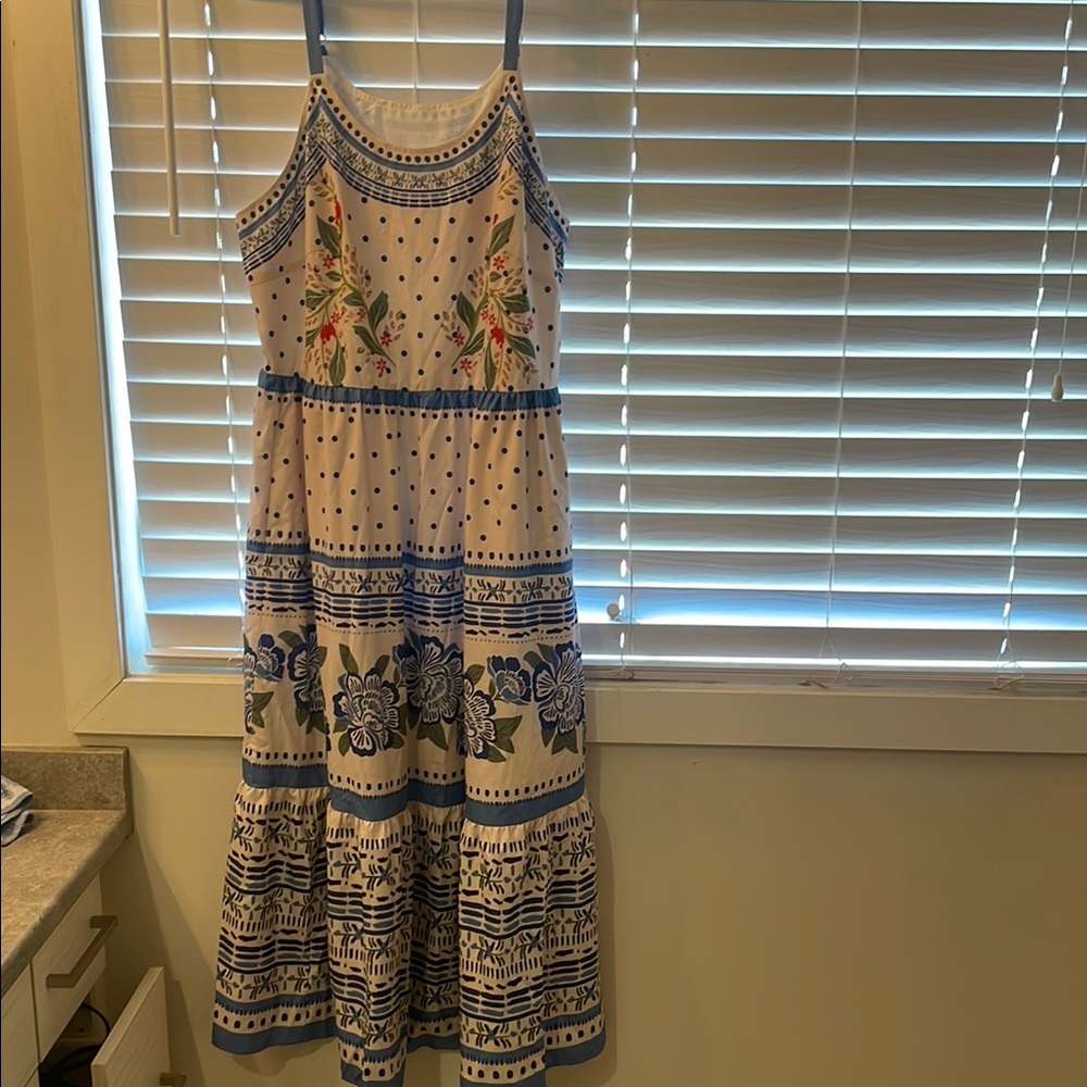 Women's Blue & White Floral Tiered Sundress - Bloomchick